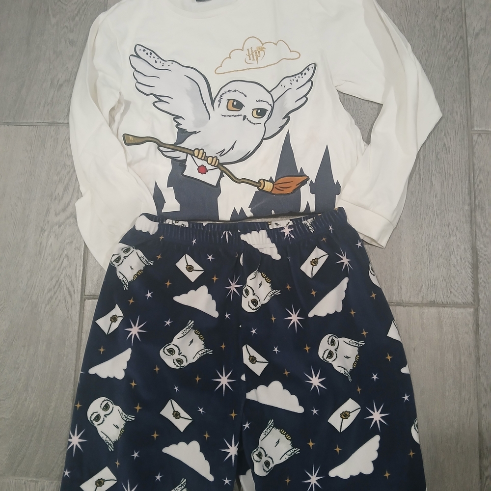 Kids Pajamas with Owl Design - White and Blue